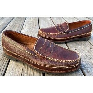 Chippewa Men's 14 2E Rugged Bison Leather Penny Loafers Handcrafted in USA
